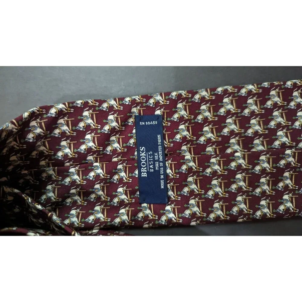 Brooks‎ Brothers Carousel Horse Tie Novelty Jockey Circus Silk Burgundy RN 99458